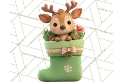 Christmas Stockings & Sleighs Clipart PNG Cute Holiday Product Image 4