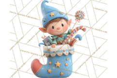 Christmas Stockings & Sleighs Clipart PNG Cute Holiday Product Image 5