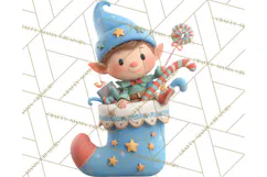 Christmas Stockings & Sleighs Clipart PNG Cute Holiday Product Image 5