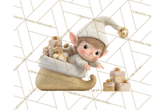 Christmas Stockings & Sleighs Clipart PNG Cute Holiday Product Image 3