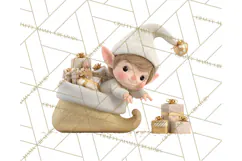 Christmas Stockings & Sleighs Clipart PNG Cute Holiday Product Image 3