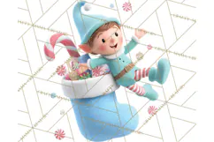 Christmas Stockings & Sleighs Clipart PNG Cute Holiday Product Image 4