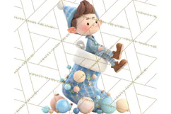 Christmas Stockings & Sleighs Clipart PNG Cute Holiday Product Image 5