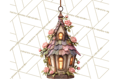 Cottagecore Birdhouse Clipart PNG, Whimsical Fairy Houses Product Image 4