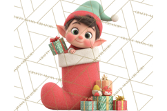 Christmas Stockings & Sleighs Clipart PNG Cute Holiday Product Image 3