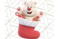 Christmas Stockings & Sleighs Clipart PNG Cute Holiday Product Image 4