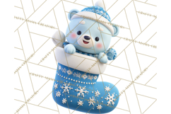 Christmas Stockings & Sleighs Clipart PNG Cute Holiday Product Image 5