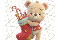Christmas Stockings & Sleighs Clipart PNG Cute Holiday Product Image 2