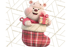 Christmas Stockings & Sleighs Clipart PNG Cute Holiday Product Image 4