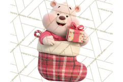 Christmas Stockings & Sleighs Clipart PNG Cute Holiday Product Image 4