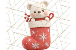 Christmas Stockings & Sleighs Clipart PNG Cute Holiday Product Image 4