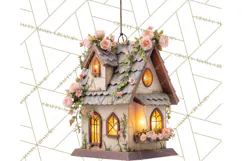 Cottagecore Birdhouse Clipart PNG, Whimsical Fairy Houses Product Image 5