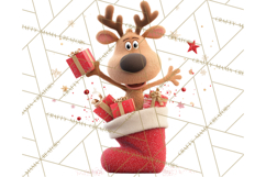Christmas Stockings & Sleighs Clipart PNG Cute Holiday Product Image 5