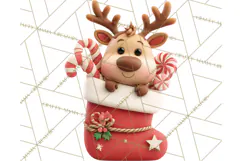 Christmas Stockings & Sleighs Clipart PNG Cute Holiday Product Image 4