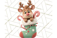 Christmas Stockings & Sleighs Clipart PNG Cute Holiday Product Image 2