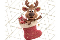 Christmas Stockings & Sleighs Clipart PNG Cute Holiday Product Image 3