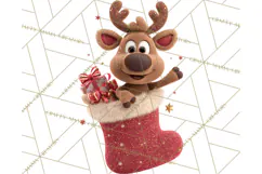 Christmas Stockings & Sleighs Clipart PNG Cute Holiday Product Image 3