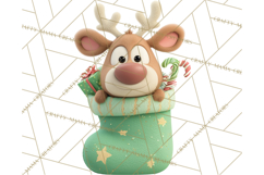 Christmas Stockings & Sleighs Clipart PNG Cute Holiday Product Image 4