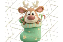 Christmas Stockings & Sleighs Clipart PNG Cute Holiday Product Image 4
