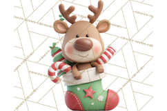 Christmas Stockings & Sleighs Clipart PNG Cute Holiday Product Image 5