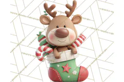 Christmas Stockings & Sleighs Clipart PNG Cute Holiday Product Image 5