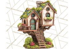 Cottagecore Birdhouse Clipart PNG, Whimsical Fairy Houses Product Image 2