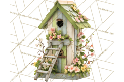 Cottagecore Birdhouse Clipart PNG, Whimsical Fairy Houses Product Image 2