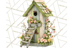 Cottagecore Birdhouse Clipart PNG, Whimsical Fairy Houses Product Image 2