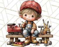 Christmas Elf Clipart Santa’s Workshop PNG Product Image 3