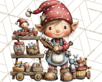Christmas Elf Clipart Santa’s Workshop PNG Product Image 3