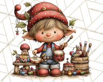 Christmas Elf Clipart Santa’s Workshop PNG Product Image 4
