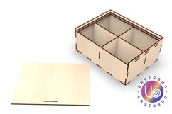 Box with 4 compartments and slider lid. Laser cutting plans Product Image 1