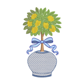 Lemon Tree Embroidery Design, Chinoiserie Vase Product Image 2