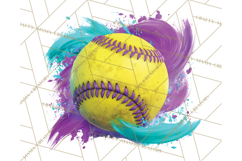 Softball Clipart PNG with Team Color Paint Splash Design Product Image 2