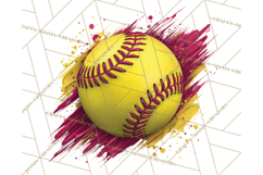 Softball Clipart PNG with Team Color Paint Splash Design Product Image 4