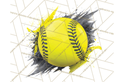 Softball Clipart PNG with Team Color Paint Splash Design Product Image 5