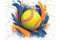 Softball Clipart PNG with Team Color Paint Splash Design Product Image 4