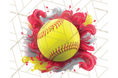 Softball Clipart PNG with Team Color Paint Splash Design Product Image 5