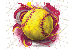 Softball Clipart PNG with Team Color Paint Splash Design Product Image 4