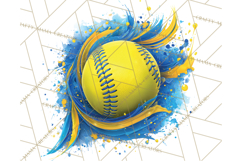 Softball Clipart PNG with Team Color Paint Splash Design Product Image 5