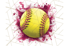 Softball Clipart PNG with Team Color Paint Splash Design Product Image 2