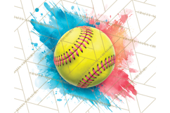 Softball Clipart PNG with Team Color Paint Splash Design Product Image 3