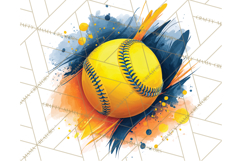 Softball Clipart PNG with Team Color Paint Splash Design Product Image 5