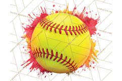 Softball Clipart PNG with Team Color Paint Splash Design Product Image 2