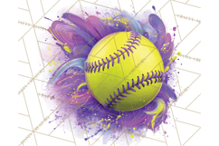 Softball Clipart PNG with Team Color Paint Splash Design Product Image 3