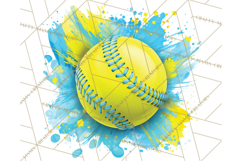 Softball Clipart PNG with Team Color Paint Splash Design Product Image 2