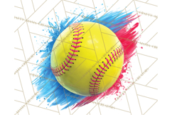 Softball Clipart PNG with Team Color Paint Splash Design Product Image 3