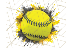 Softball Clipart PNG with Team Color Paint Splash Design Product Image 3