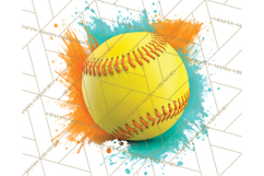 Softball Clipart PNG with Team Color Paint Splash Design Product Image 5