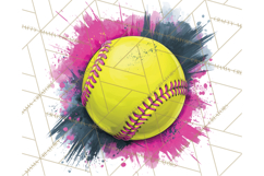 Softball Clipart PNG with Team Color Paint Splash Design Product Image 2